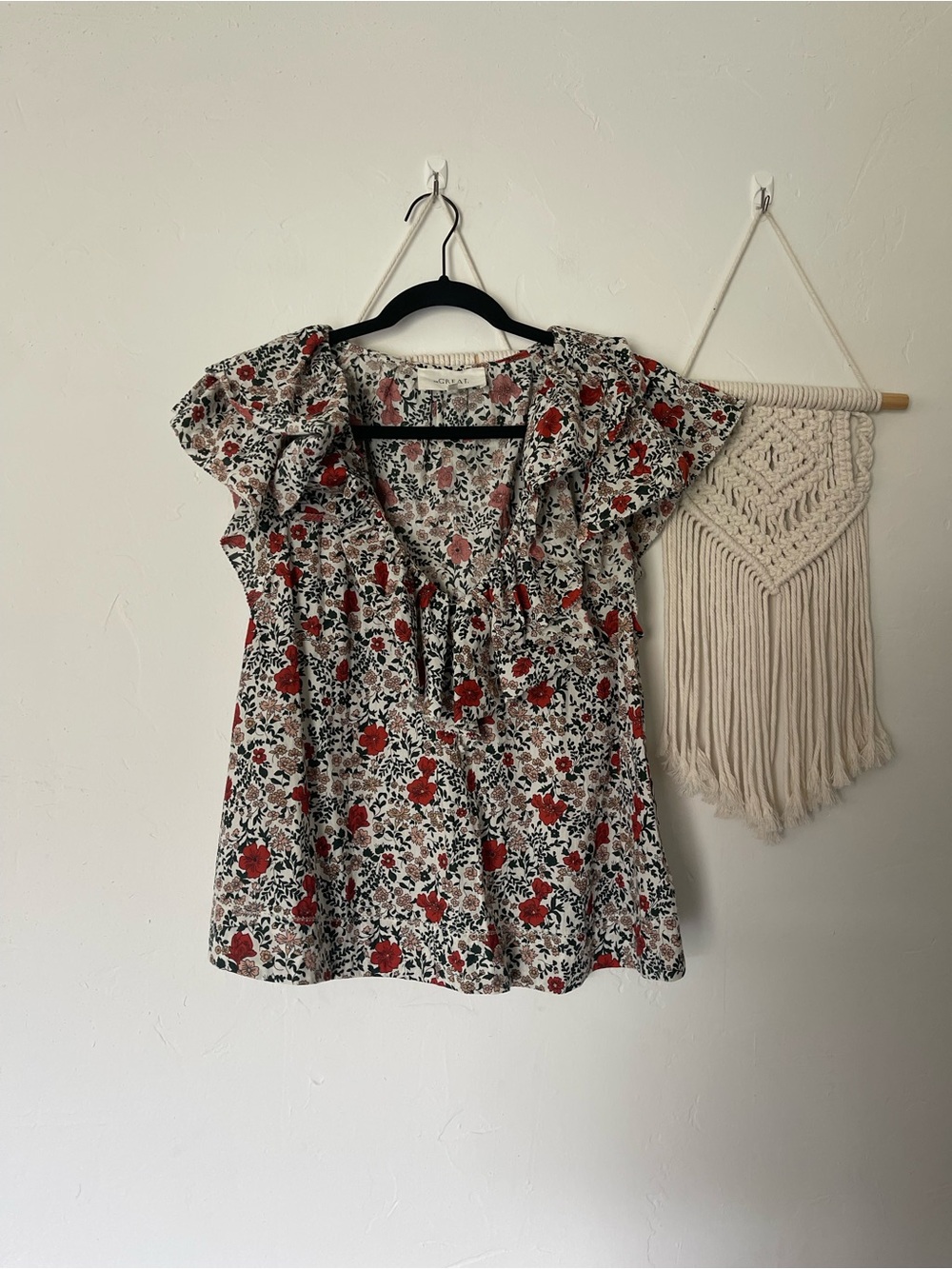 The Great. Topiary Ruffle Floral Top